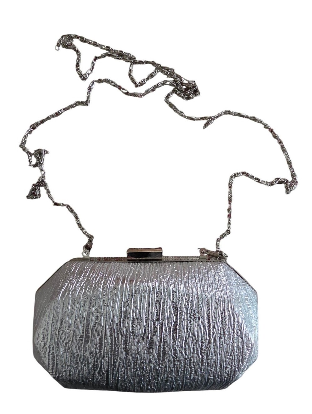 Tasha Silver Box Style Clutch Or Shoulder Evening Bag